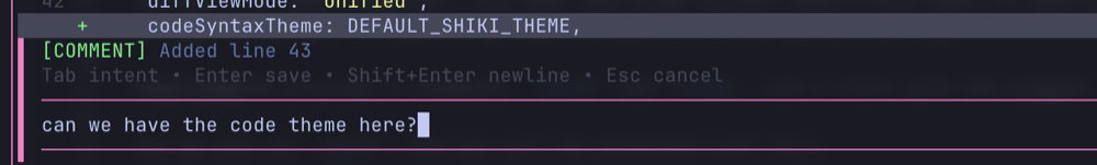 Commenting on a line in pi-coder